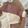 Baby Girl Cartoon Bear Print Pattern Long Sleeve Triangle Bodysuit