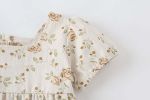 Baby Girl Floral Print Square Collar Short-Sleeved Onesies