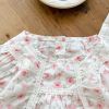 Baby Girl Floral Print Short-Sleeved Round Collar Onesies