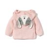 Baby Solid Color Cartoon Design Hooded Knitted Fashion Cardigan