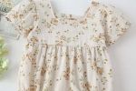 Baby Girl Floral Print Square Collar Short-Sleeved Onesies