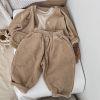 Baby Boy And Girl Solid Color Corduroy Fabric Long Pants With Pockets