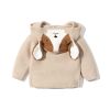 Baby Solid Color Cartoon Design Hooded Knitted Fashion Cardigan