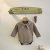 Baby Bow Tie Design Long Sleeve Solid Color Cute Bodysuits