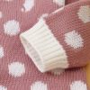 Baby Boy And Girl 1pcs Polka Dot Pattern Button Front Knitted Rompers