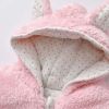 Baby Boy And Girl Solid Color Coral Fleece Thickened Romper