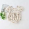 Baby Girl Floral Print Square Collar Short-Sleeved Onesies