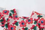 Baby Girl Floral Print Square Collar Short-Sleeved Onesies
