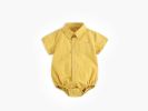 Baby Boy Solid Color Buttoned Shirt With Pockets Short Sleeve Onesies Online In Summer