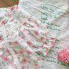 Baby Girl Floral Print Short-Sleeved Round Collar Onesies
