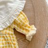 Baby Girl Yellow Plaid Pattern Ruffle Lapel Design Bodysuit