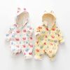 Baby Cartoon Elephant Pattern Zipper Front Design Rompers With Hat