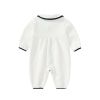 Baby Solid Color Simple Style Lapel Cotton Thermal Home Clothes Romper