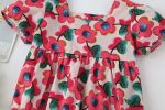 Baby Girl Floral Print Square Collar Short-Sleeved Onesies