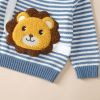 Baby Cartoon Bunny & Striped Graphic Pullover Sweater Combo Trousers 2 Pieces Sets