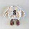 Baby Bear Embroidered Pattern Plush Hoodies Combo Pants Pieces Sets