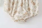 Baby Girl Floral Print Square Collar Short-Sleeved Onesies