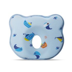 Cartoon Four Seasons Baby Headrest Anti-deviation Head Shaping For Children And Kids Pillow (Option: Blue Bottom Submarine-25 √ó 23 √ó 3)