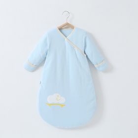 Anti-jump Thickening Of Baby Sleeping Bag In Autumn And Winter (Option: Light blue clouds thickened-L)