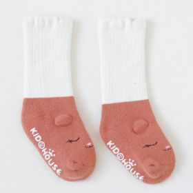 Thick Terry Baby Middle Tube Stereoscopic Anti-skid Floor Socks (Option: Brick red-M)